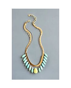 David Aubrey Triple Strand Turquoise and Snake Chain Necklace