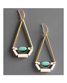 David Aubrey Turquoise and Brass Geometric Earrings