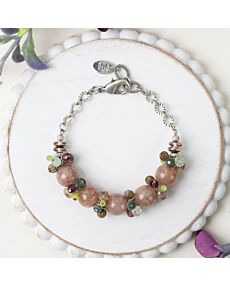 Water Lily Czech Glass, Muscovite, Prehnite Simple Bracelet