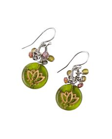 Water Lily Czech Glass Cluster Earrings