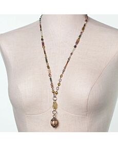 Water Lily Czech Glass and Prehnite Collage Necklace