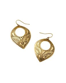 Yashi Embossed Gold Statement Earrings
