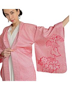 Charm Pink Shibori Kimono Jacket