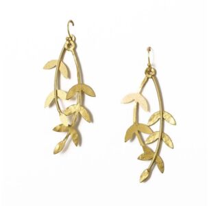 Aamani Linear Vine Dangle Gold Earrings