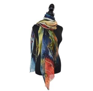 Abstract Obsidian Fluid Scarf