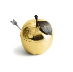 Michael Aram Apple Honey Pot with Spoon - Gold