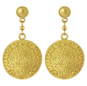 Aztec Calendar Dangle Earrings