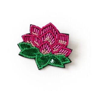 Bala Mani Beaded Lotus Brooch Pin