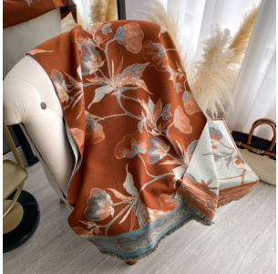 Beautiful Bloom Reversible Brown & Turquoise Wrap