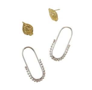 Bhavani Hoop & Shield Stud Earrings