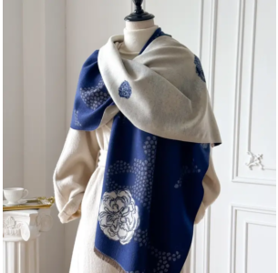 Blossoming Reversible Blue & White Wrap