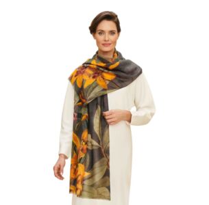 Botany Bliss Wool Wrap Charcoal Scarf