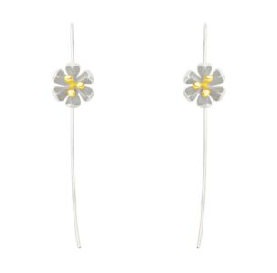 Blossoming Bud Silver Drop Earrings