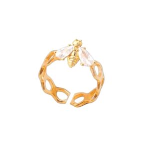 Bumbleebee Paperclip Gold Adjustable Ring