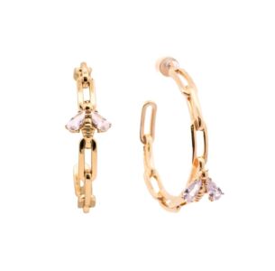 Bumblebee Paperclip Gold Hoop Earrings