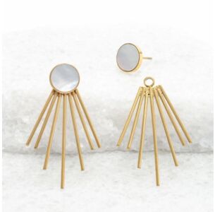 Caroline Mother of Pearl Stud & Fringe Earrings