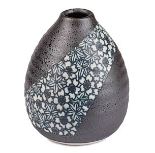 Charcoal Floral Mini Japanese Vase