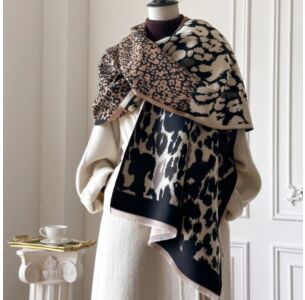 Cheetah Brown and Black Reversible Wrap