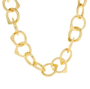 Chunky Round Tab Gold Link Necklace