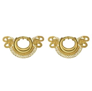 Crescent with Animal Heads Drop Earrings