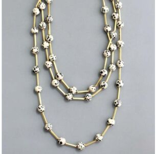 David Aubrey Dalmatian Jasper and Brass Necklace