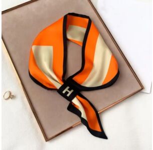 Equestrian Orange Striped H Loop Scarf