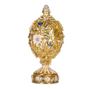 Fabergé Flowers and Butterfly Carved Gold Egg