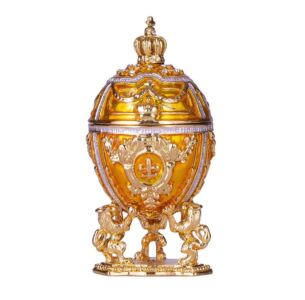 Fabergé Lions & Emperor’s Crown Yellow Easter Egg Trinket Jewel Box