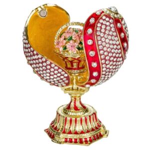 Fabergé Twisted Red Egg Jewelry Box with Basket
