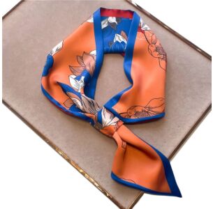 Floral Loop Scarf - Orange & Blue