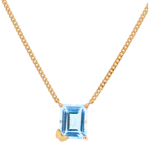 Butterfly Aquamarine Gold Necklace