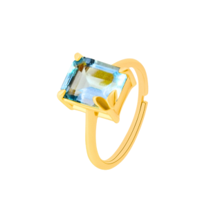 Butterfly Aquamarine Gold Adjustable Ring