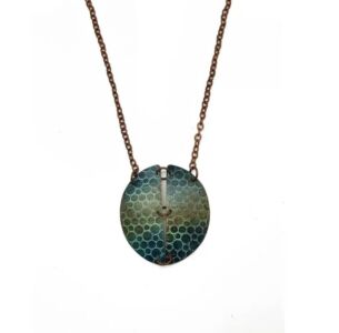 Copper Patina Necklace - Hammered Circle Halves