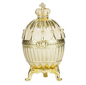 Fabergé Imperial Crown Cream Ribbed Easter Egg Trinket Jewel Box