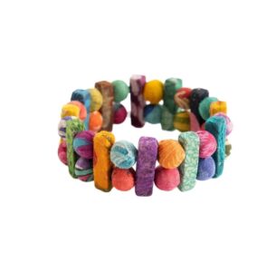 Kantha Stacked Shapes Bracelet