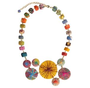 Kantha Threadburst Mosaic Necklace