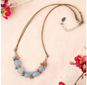 Anne Vaughan Leilani Chalcedony Peach Moonstone Simple Necklace