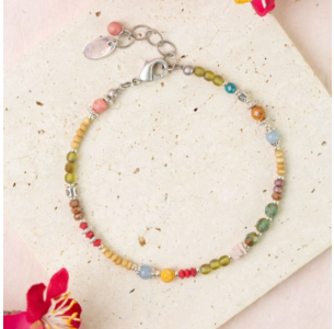 Anne Vaughan Leilani Czech Glass Chalcedony Simple Bracelet