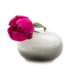 Ligne Glass Oval Black and White Modern Flower Vase