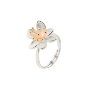Lotus Silver Adjustable Ring