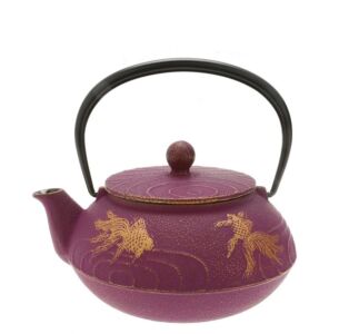 Cast Iron Teapot - Purple Goldfish