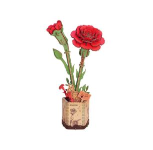 Modern Wooden Puzzle - Red Carnation