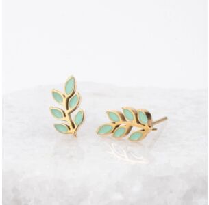 Rowen Leaf Mint Stud Earrings