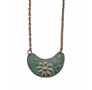 Copper Patina Necklace - Rustic Flower