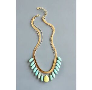 David Aubrey Triple Strand Turquoise and Snake Chain Necklace