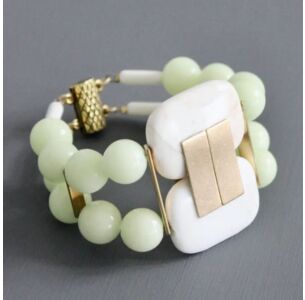 David Aubrey White Turquoise and Celadon Artdeco Bracelet