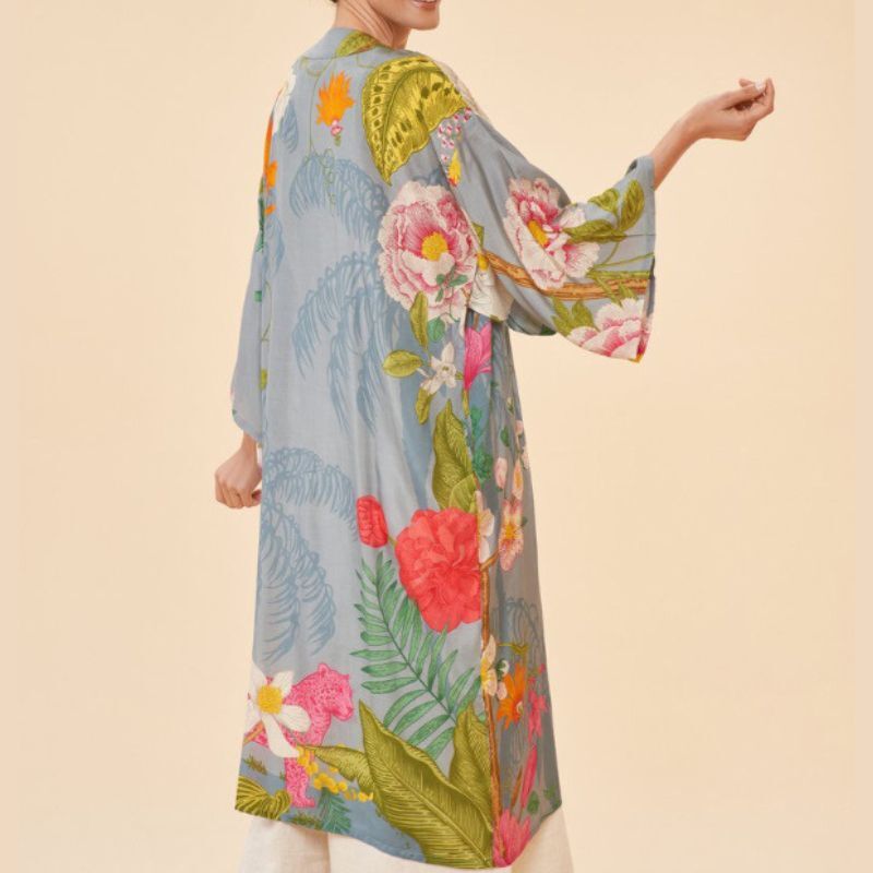 Tropical Flora and Fauna Kimono Gown - Lavender