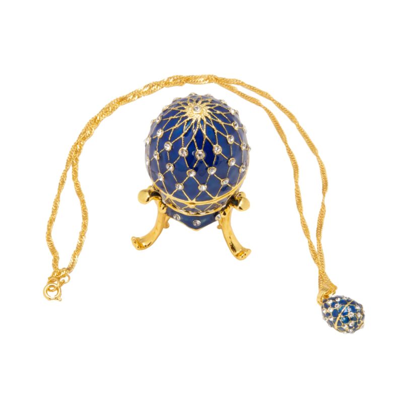 Fabergé Egg on Stand with Necklace Inside - Blue | VMFA Shop
